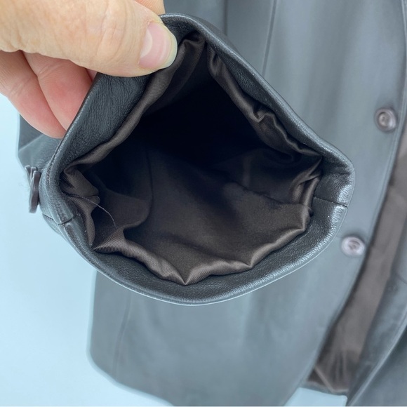 J. Ferrar Leather Double Breasted 3 Button Blazer in Dark Brown, Men's Medium - Picture 4 of 16